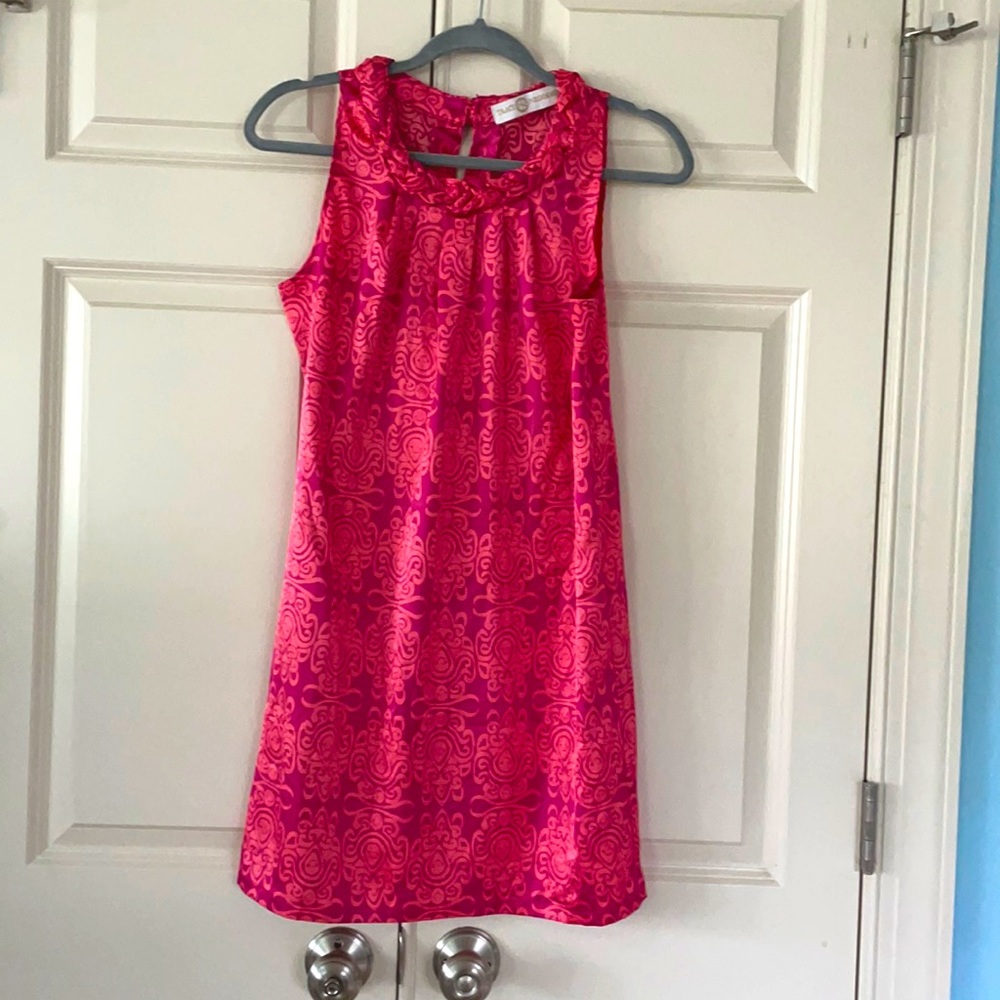 Tracy Negoshian Shift Dress, coral and raspberry, small